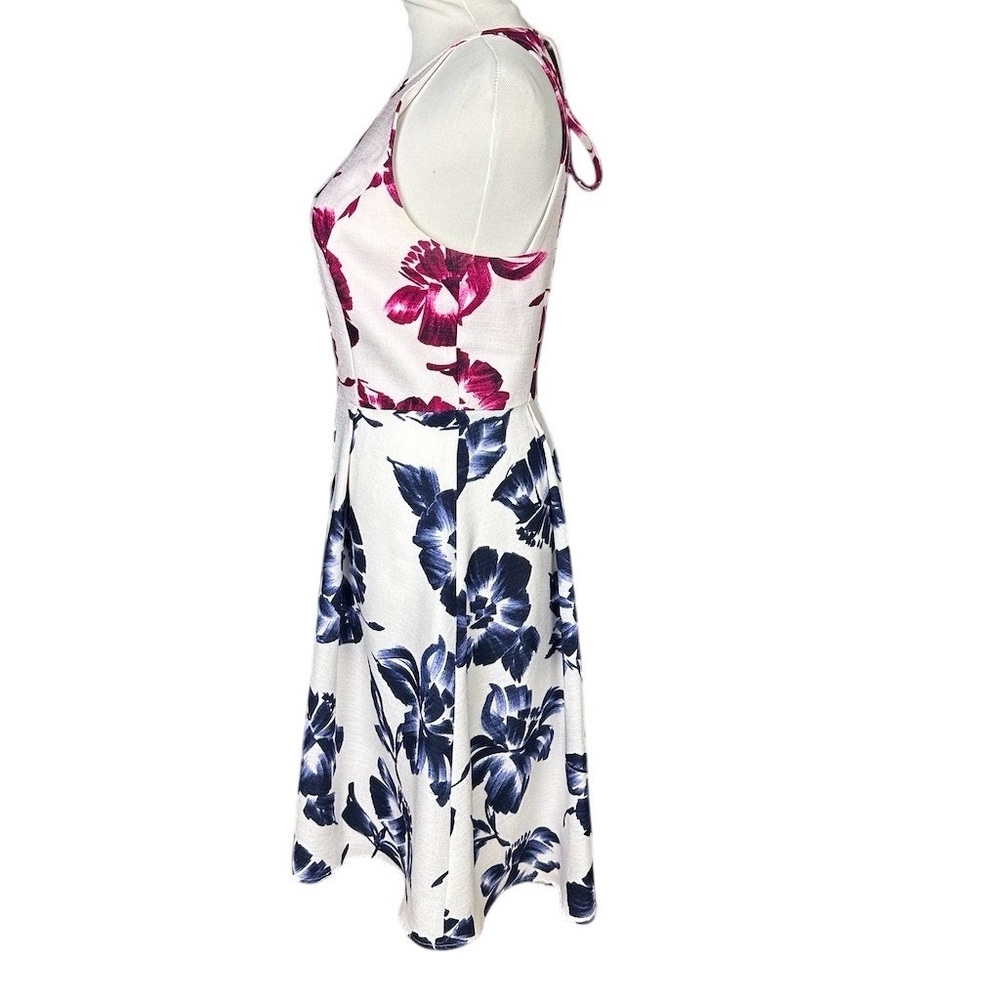 Maggy London Dress Womens Size 6 White Floral Fit & Flare Halter Summer - Picture 5 of 11